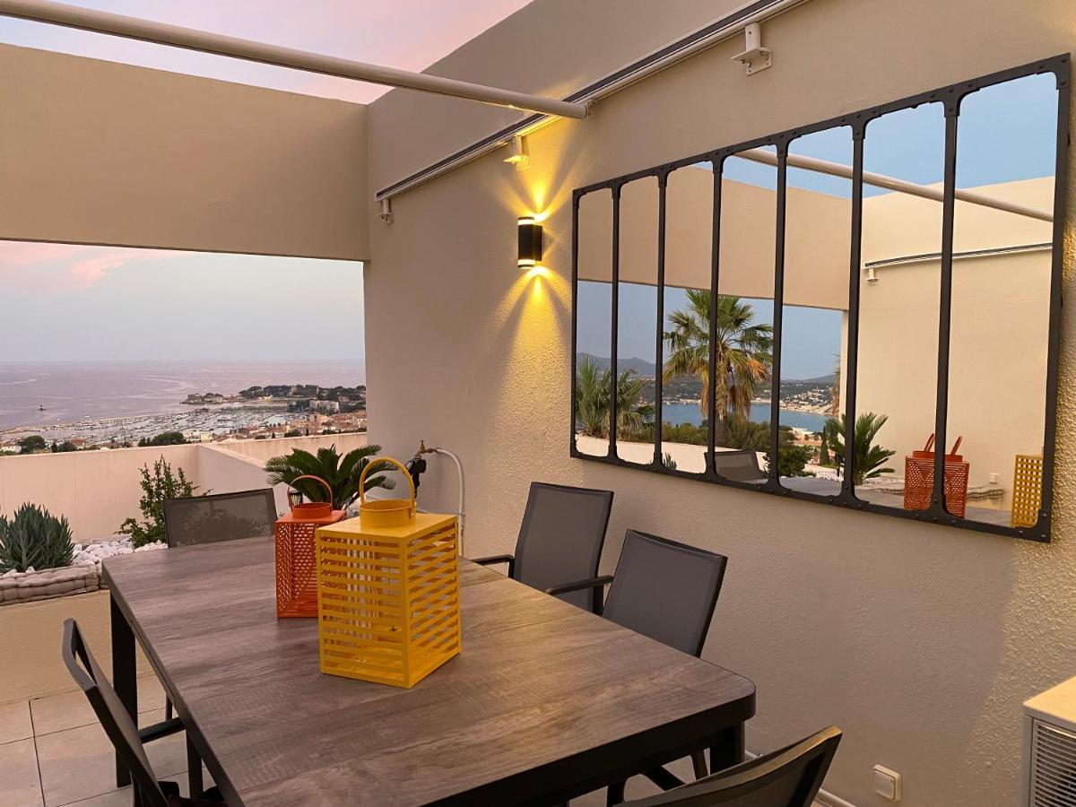 Superbe T2 44M2 - Grande Terrasse Vue Mer Panoramique Exceptionnelle Piscine - Parking Бандол Екстериор снимка