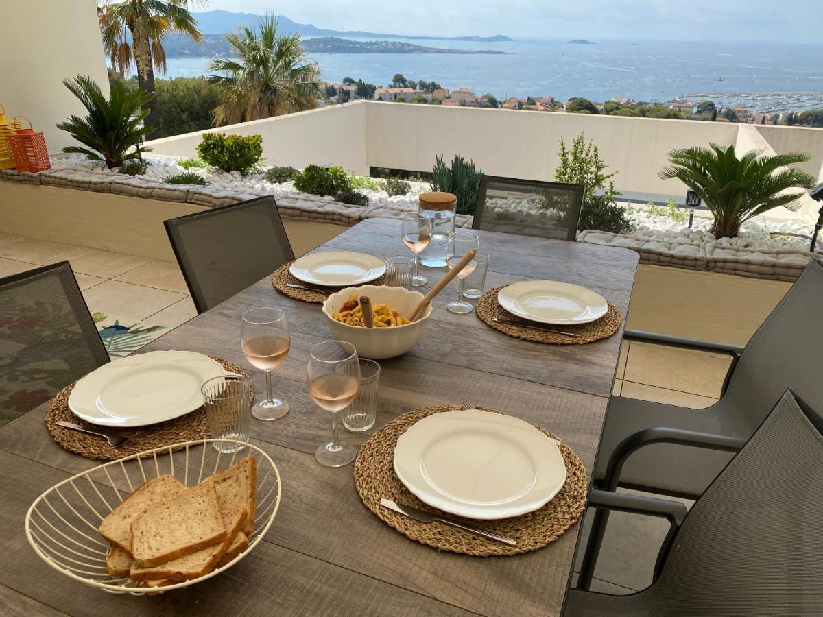 Superbe T2 44M2 - Grande Terrasse Vue Mer Panoramique Exceptionnelle Piscine - Parking Бандол Екстериор снимка