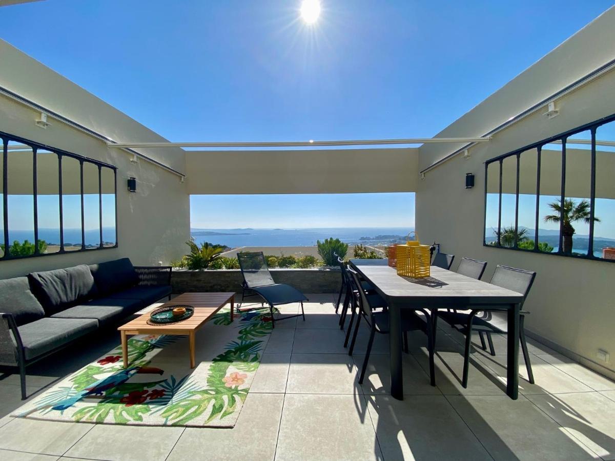Superbe T2 44M2 - Grande Terrasse Vue Mer Panoramique Exceptionnelle Piscine - Parking Бандол Екстериор снимка